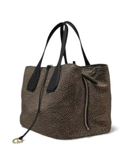 Borbonese Printed Shoulder Bag In Black