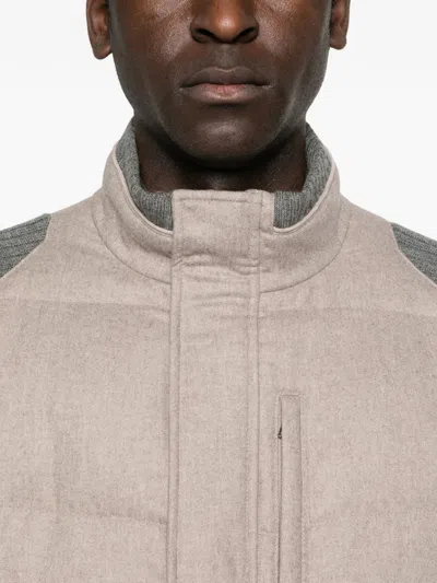 Corneliani Knitted Panel Jacket In Neutral