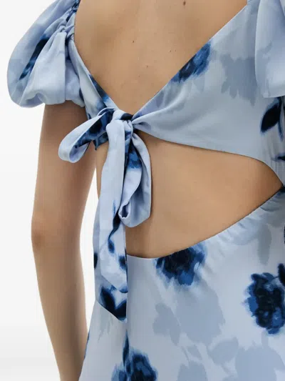 Abercrombie & Fitch Floral-print Puff-sleeve Midi Dress In White