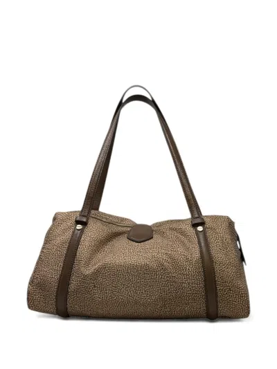 Borbonese Printed Shoulder Bag In Brown