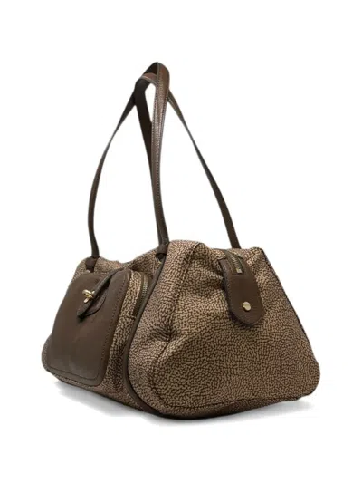 Borbonese Printed Shoulder Bag In Brown