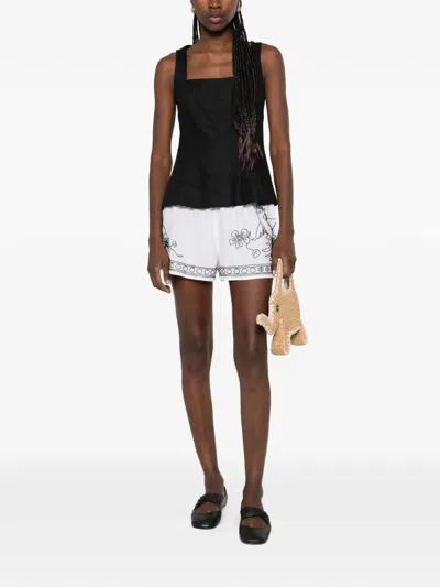 Bode Beaded Shorts In White