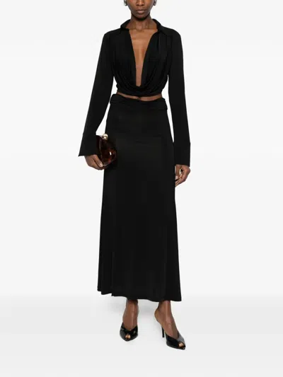 Aya Muse Draped Collared Top In Black