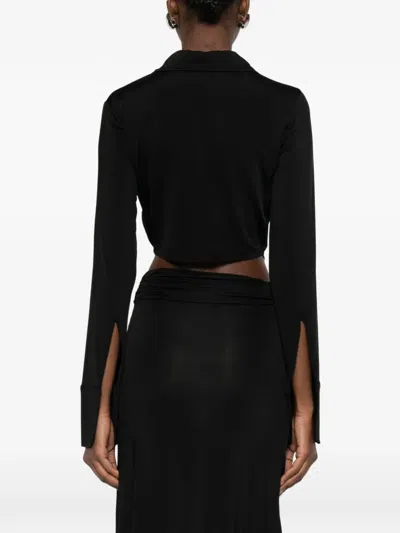 Aya Muse Draped Collared Top In Black