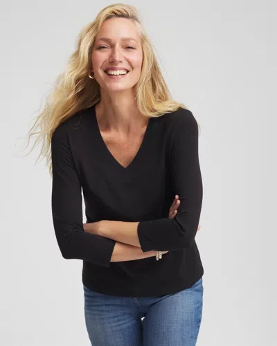 Chico's 3/4 Sleeve Perfect Tee In Black Size 16/18 |