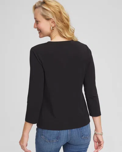 Chico's 3/4 Sleeve Perfect Tee In Black Size 16/18 |