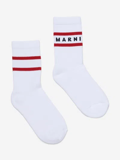 Marni Kids Logo Socks In White