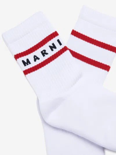 Marni Kids Logo Socks In White