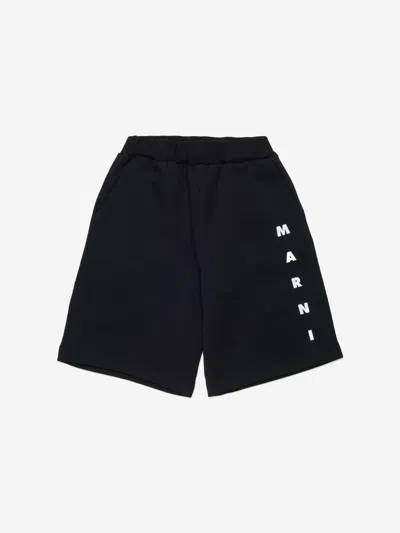 Marni Cotton Shorts With Logo Print Kids In Black