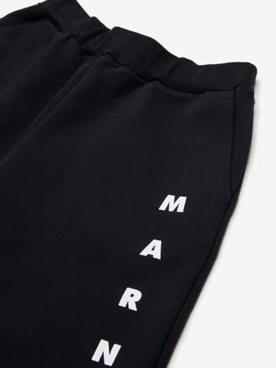 Marni Cotton Shorts With Logo Print Kids In Black