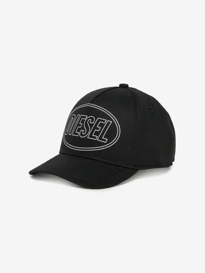 Diesel Logo Visor Baseball Cap In Black