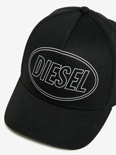 Diesel Logo Visor Baseball Cap In Black