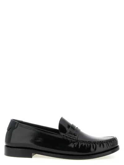 Saint Laurent Le Loafer Loafers In Polished Wrinkled Leather In Black