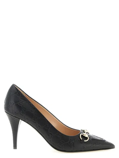 Gucci Calf Leather Bos Taurus Mid Heel Pumps In Animal Print