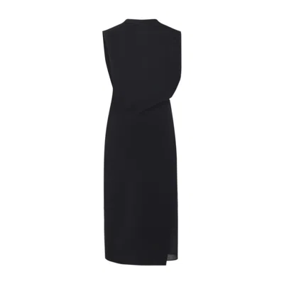 Jacquemus Drap Cotton-blend Poplin Midi Dress In Black