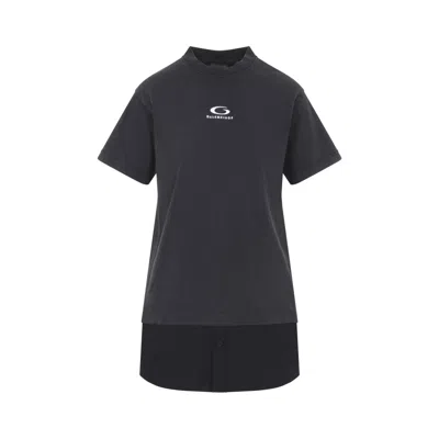 Balenciaga Women Hybrid T-shirt Dress With Sport Icon Logo In Black