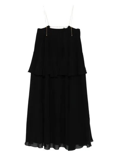 Chloé Open-back Embellished Tiered Silk-georgette Maxi Dress In Black