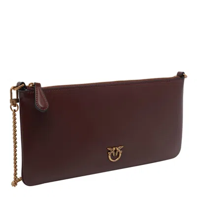 Pinko Horizontal Flat Chain Wallet In Brown