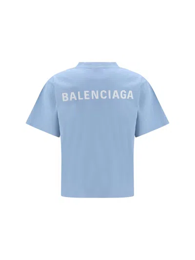 Balenciaga Womens Marine Logo-embroidered Relaxed-fit Cotton T-shirt In Blue