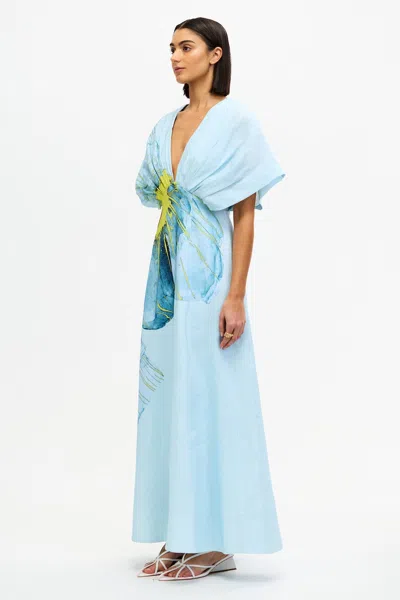 Acler Glamorgan Floral V-neck Maxi Dress In Blue