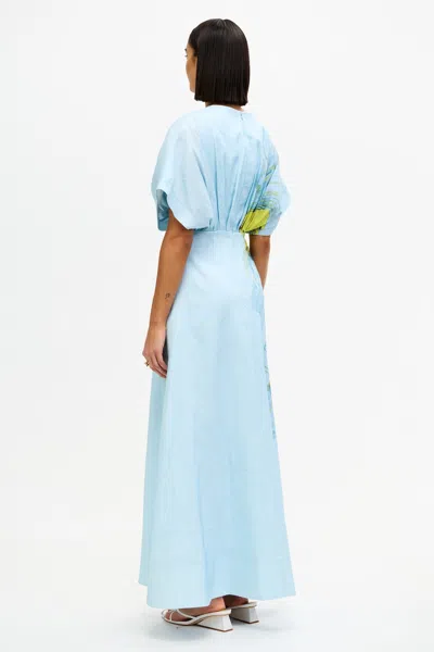 Acler Glamorgan Floral V-neck Maxi Dress In Blue
