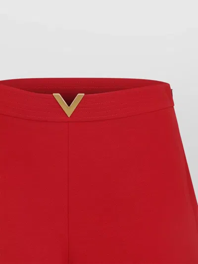 Valentino High Waisted Shorts Featuring Gold Tone Detail In Red