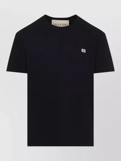 Valentino Logo Patch Crew Neck Short Sleeve T-shirt In Black