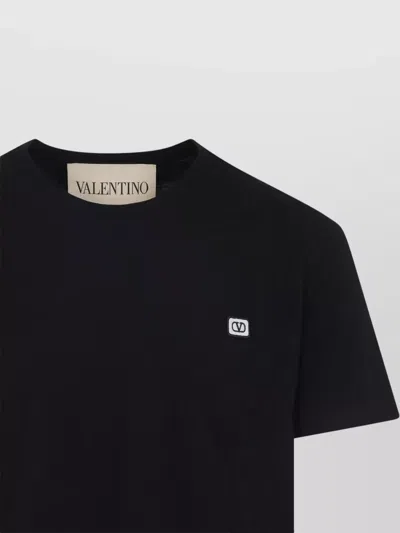 Valentino Logo Patch Crew Neck Short Sleeve T-shirt In Black