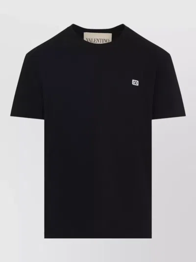 Valentino Logo Patch Crew Neck Short Sleeve T-shirt In Black
