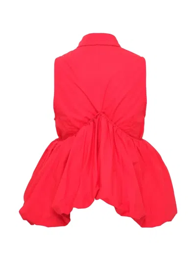 Pushbutton Collared Buttoned Shirt In Red