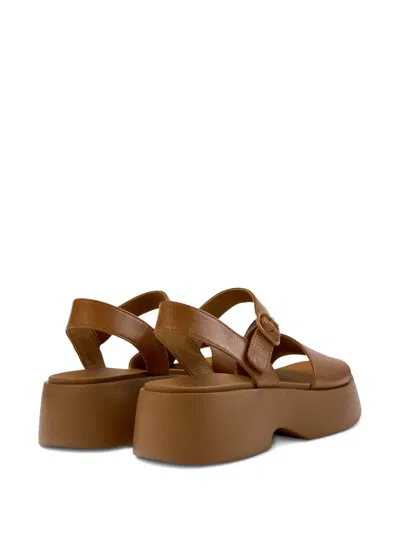 Camper Tasha Ankle Strap Wedge Sandal In Brown