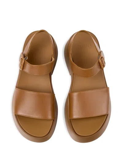Camper Tasha Ankle Strap Wedge Sandal In Brown