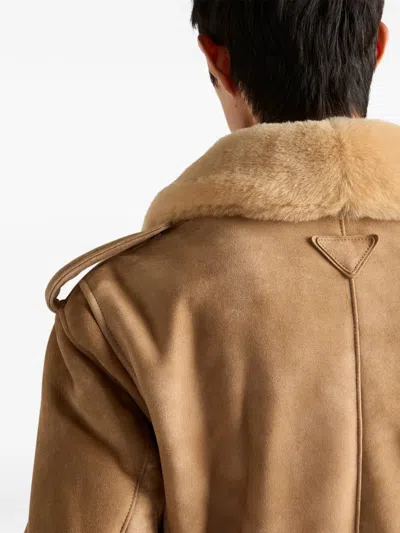 Prada Suede Bomber Jacket In Brown