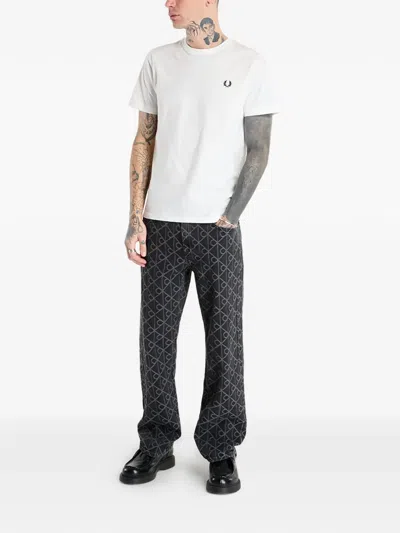 Calvin Klein Buttoned Patterned Jeans In Black