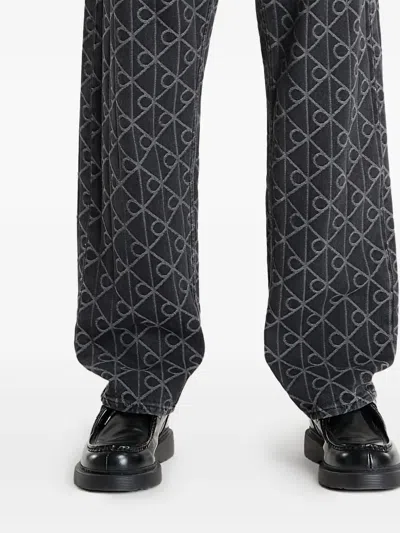 Calvin Klein Buttoned Patterned Jeans In Black