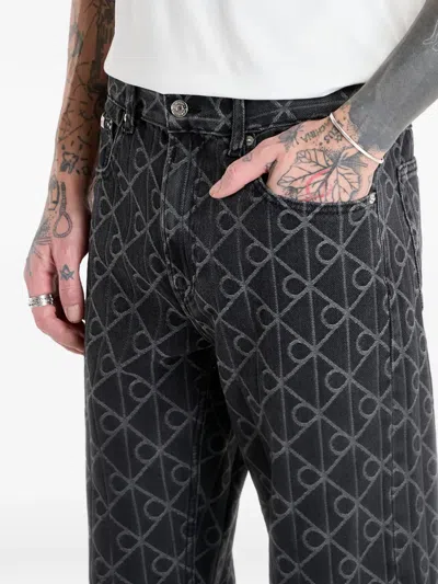 Calvin Klein Buttoned Patterned Jeans In Black