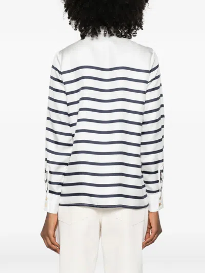 Francoise Striped Buttoned Top In White