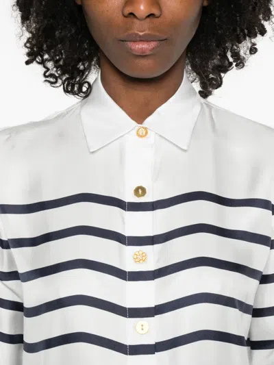 Francoise Striped Buttoned Top In White