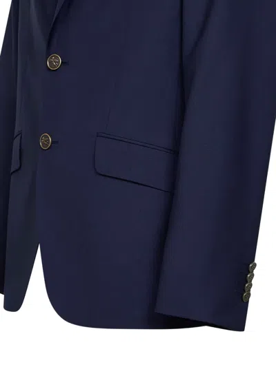 Etro Men Blue Wool Single-breasted Jacket In Blue