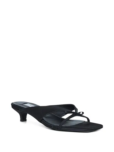 Totême Bow Satin Sandals Black
