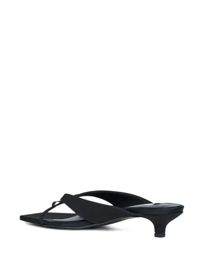 Totême Bow Satin Sandals Black