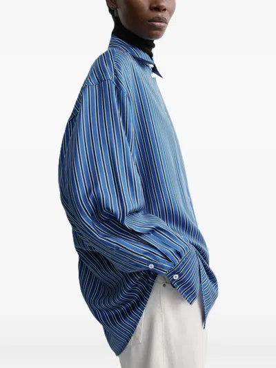Totême Toteme Oversize Stripe Silk Button-up Shirt In Multi