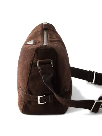 Prada Suede Shoulder Bag In Brown