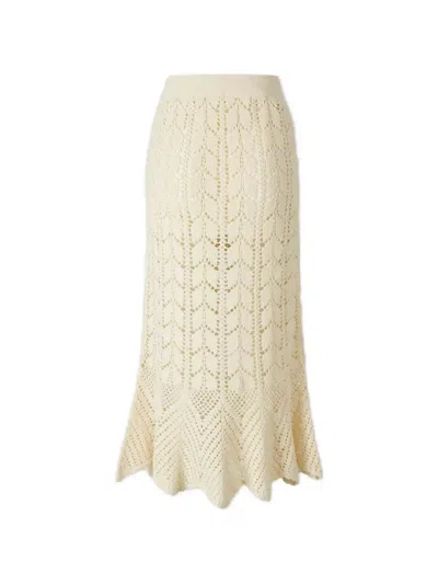 Zimmermann Awaken Lace Crochet Midi Skirt In Cream In White
