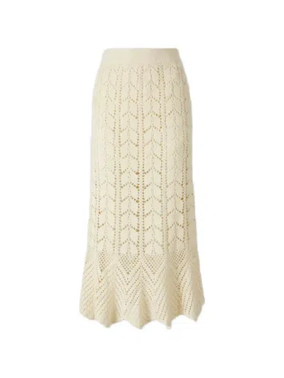 Zimmermann Awaken Lace Crochet Midi Skirt In Cream In White