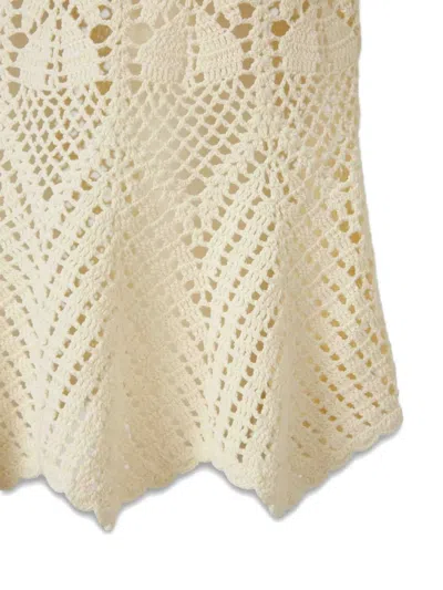 Zimmermann Awaken Lace Crochet Midi Skirt In Cream In White