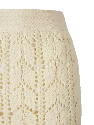 Zimmermann Awaken Lace Crochet Midi Skirt In Cream In White