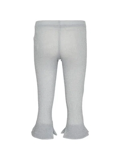 Pushbutton Ruffled Trousers In Gray