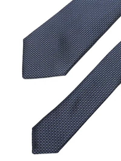 Canali Patterned Tie In Blue