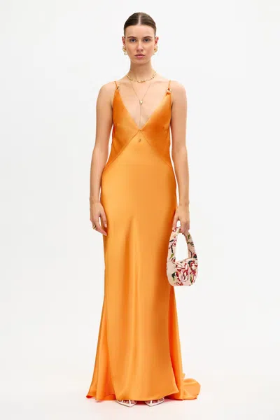 Acler Utterby Satin Maxi Dress In Orange